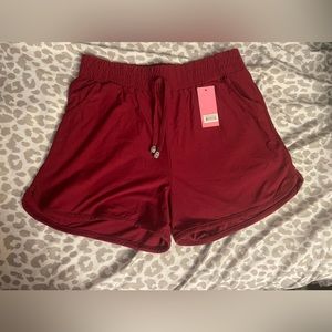 Red running shorts